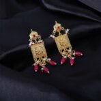 Handcrafted Rajasthani Rajwadi Aad with Ruby Latkan & Pearls with Earrings - Image 2