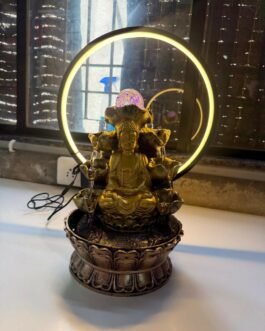 Buddha Water Fountain with LED Ring Light Decorative Tabletop