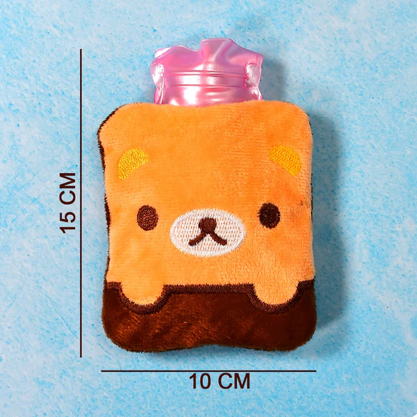Brown Panda Print Small Hot Water Bag with Cover for Pain - Image 4