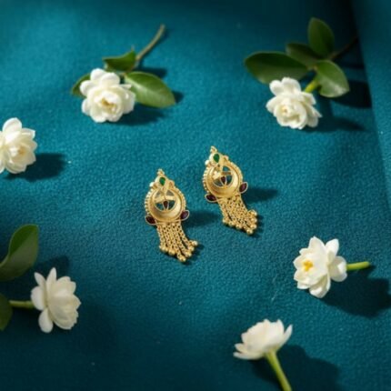 Nice 5 Line Golden Earrings for Women & Girls – Traditional Fancy Jewellery Gift