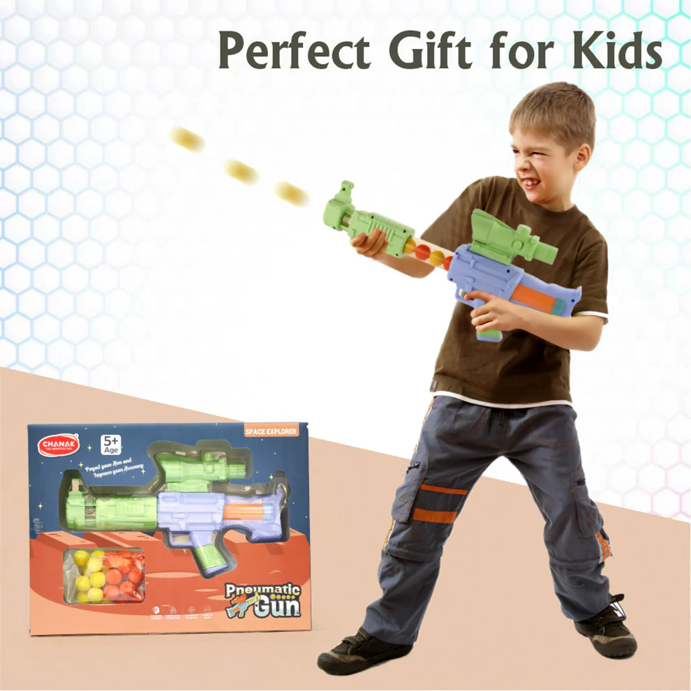 Aditi Toys Space Explorer Pneumatic Gun Include 12 Orange & 12 Yellow Soft Foam Ball - Image 2