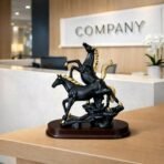 Black Elegant Double Horse Showpiece Decorative Statue for Home & Office Desk - Image 2