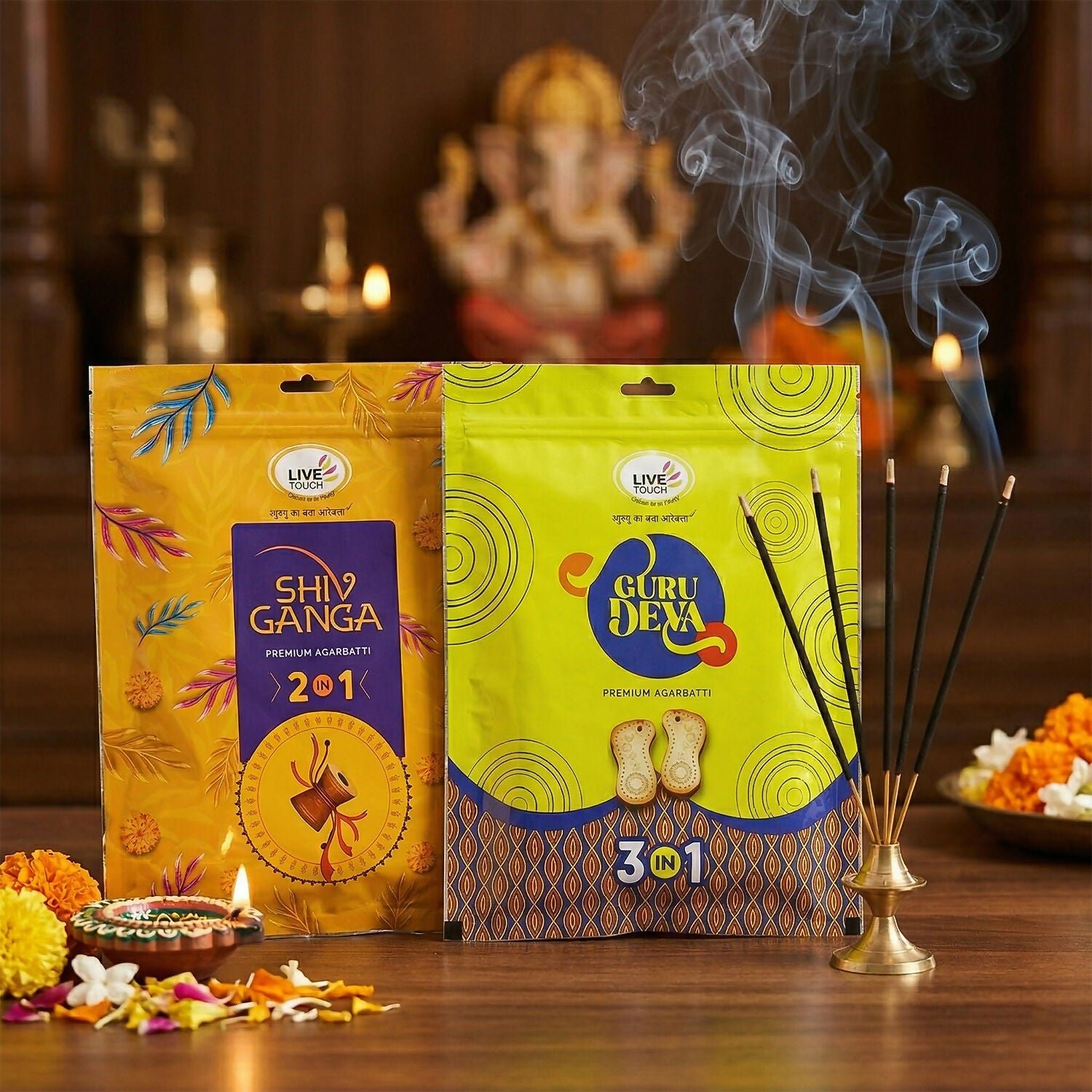 6I1l0ogEhE.jpg Shiv Ganga & Guru Deva Premium Agarbatti Jumbo Family Pack (2 Packs of 700gm) - Image 1