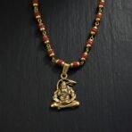 Hanuman Pendant Gold Plated & Rudraksha Bead Mala - Image 2