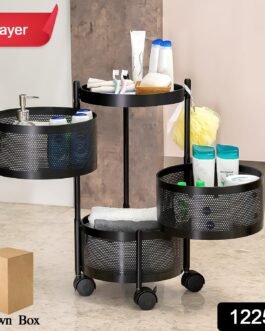 Metal Round High Quality Kitchen Trolley with Wheels (3 Layer / 1 Pc)