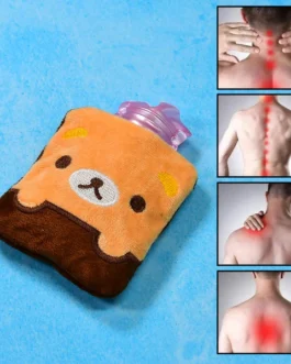 Brown Panda Print Small Hot Water Bag with Cover for Pain