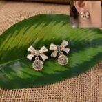 Elegant Bow Crystal Drop Earrings - Gold Plated for Women & Girls