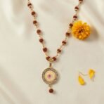 Rudraksha Gold Necklace & Bracelet Set with Designer Pendant - Image 2