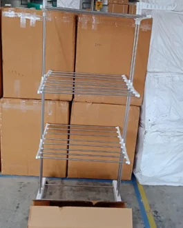 3-Tier Foldable Stainless Steel Cloth Drying Stand with Wheels