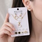 Premium Gold Plated Leaf Pearl Drop Earrings for Women & Girls (Combo set of 6)