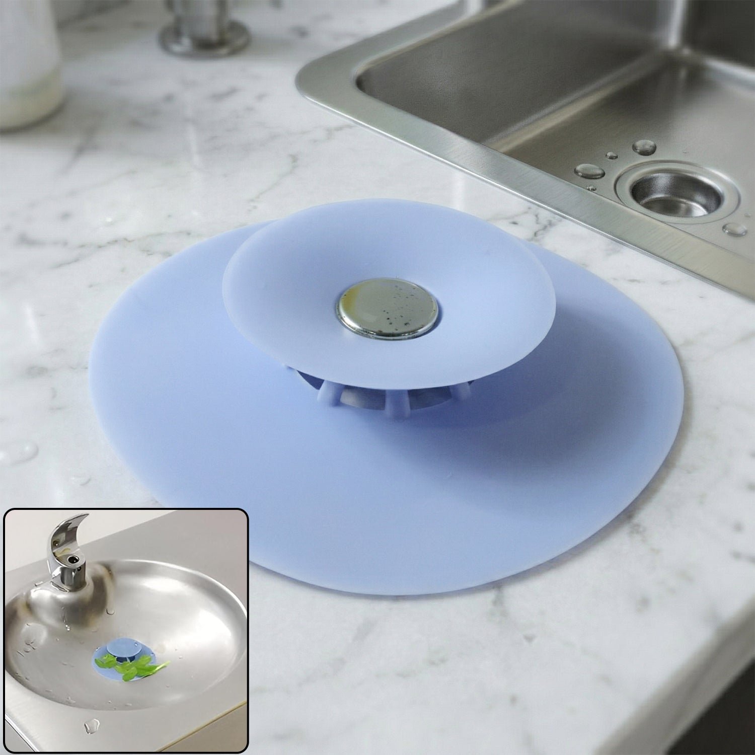 BathroomSinkStopper-WOSKU-01.jpg Kitchen Silicone Sink Drain Cover Strainer with Suction Cup 1 Pc - Image 1