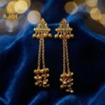 Royal Kashmiri Long Chain Ghungroo Drop Earrings.
