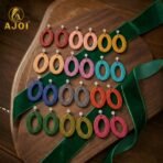 Handcrafted Textured Oval Drop Earrings – Lightweight Statement Earrings in 12 Beautiful Colors – Chic & Stylish Handmade Accessories (PACK OF 12)