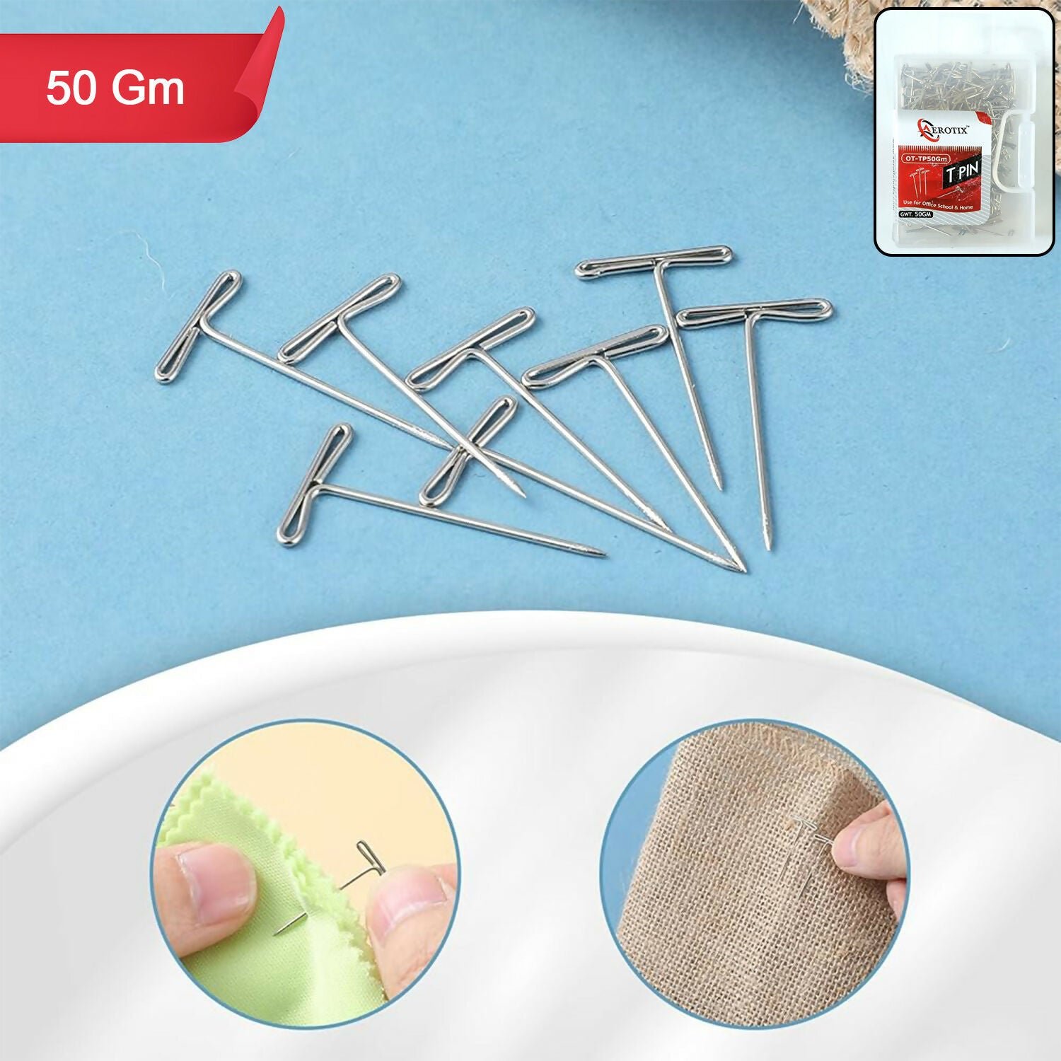 CB5JoyEq9Y.jpg Aerotix Stainless Steel T Pin For Sewing & Craft Pins for Fabric, Notice Board, Office & Home Use (50Gm) - Image 1