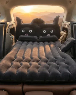 Cute Car Air Mattress Set with Black Cat Pillow for Comfortable Sleeping on the Go (1 Set)