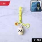 Cute Cartoon Bunny Silicone Keychain with Decorative Strap (1 Pc) - Image 2