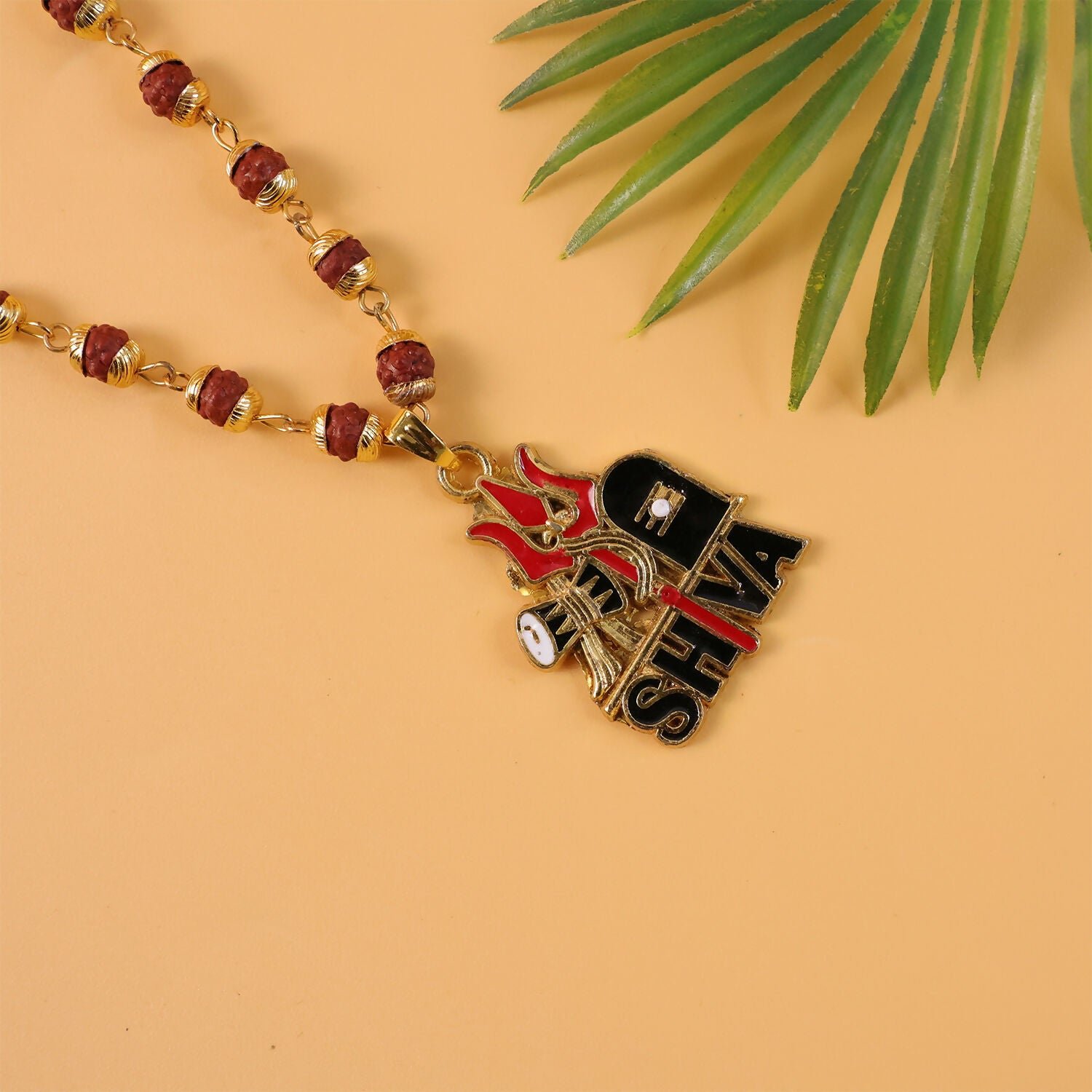 D0uuP634GD.jpg Shiva Trishul Rudraksha Beaded Pendant Necklace - Image 1