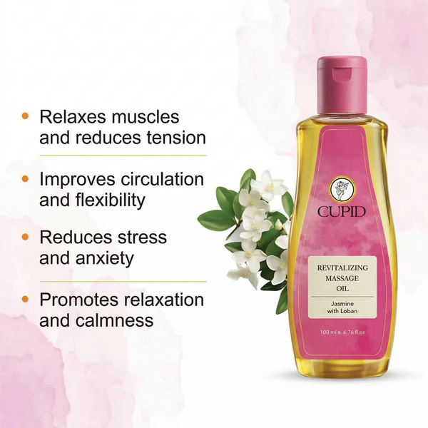 Cupid Revitalizing Massage Oil with Jasmine & Loban Relaxing Body Care Oil (100 ML) - Image 4