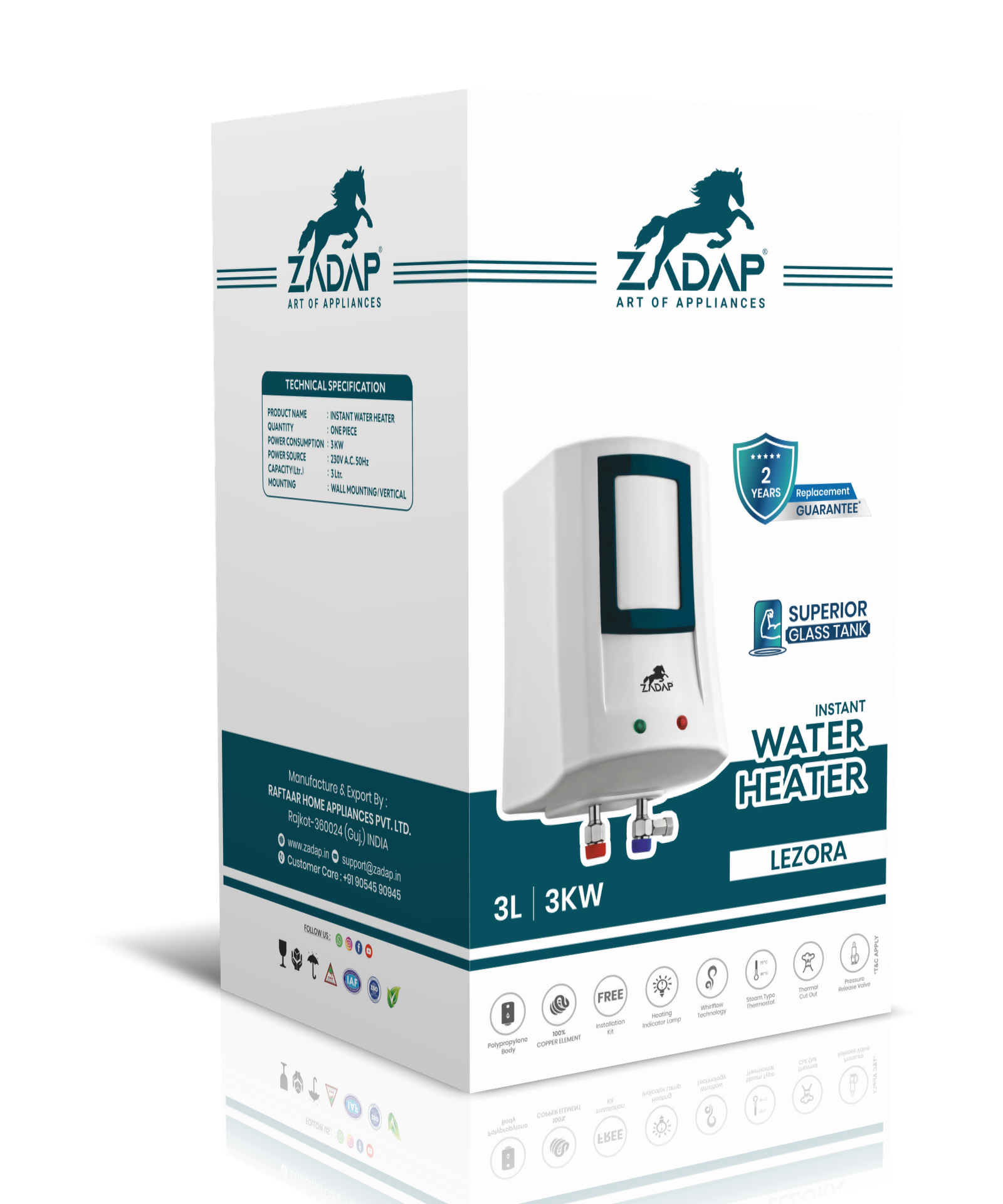 ZADAP 3kW Instant Geyser 4 Way Safety (3L) - Image 3