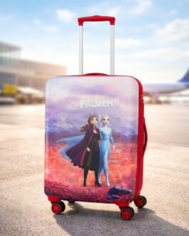 NOVEX Disney Frozen Red Travelling Kids Trolley Bags for Girls Luggage 4 Wheels ( Blue /22 Inch)