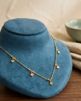 Elegant Pastel Gemstone Station Necklace