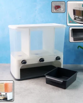 Easy Flow Cereal Dispenser for Kitchen 3 in 1 Push Button Wall Mount Container