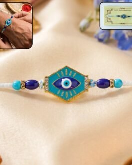 Turquoise Evil Eye Hexagon Designer Rakhi