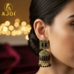 Royal Midnight Black Designer Earrings with Elegant Drop and Statement Detailing - Image 2