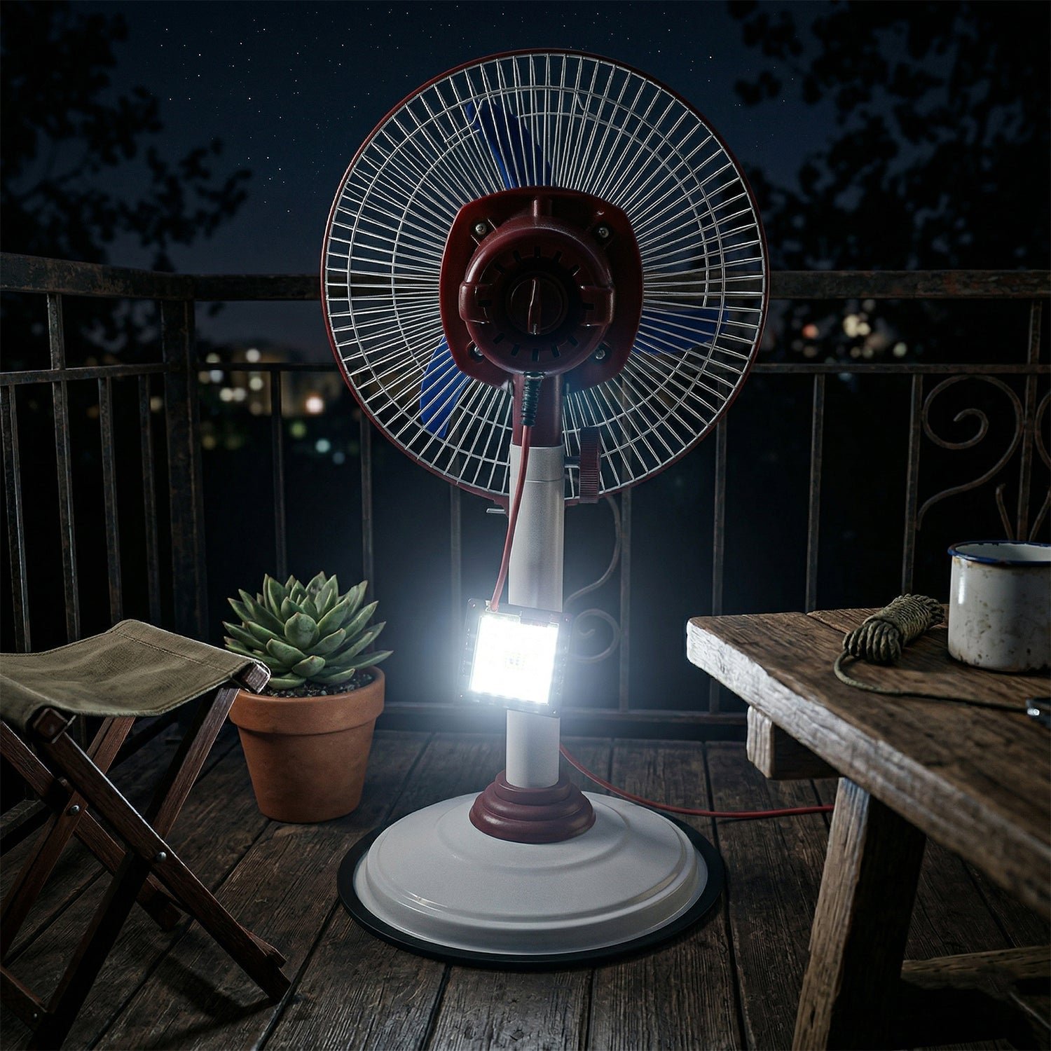 OMEGA 12V Rechargeable Pedestal Fan with LED Light (1 Pc) - Image 5