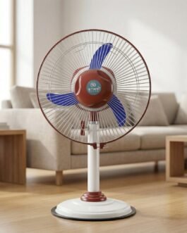 OMEGA 12V Rechargeable Pedestal Fan with LED Light (1 Pc)