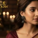 Black Oxidized Floral Mandala Jhumka Earrings - Image 2