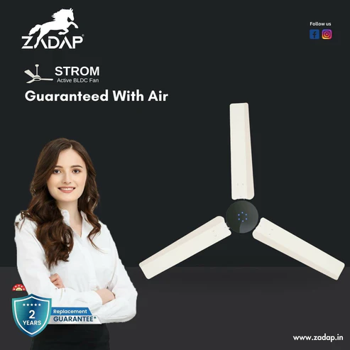 Zadap STROM 1200mm High Speed BLDC Ceiling Fan with Remote (Ivory) - Image 2