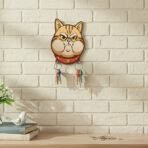 Cute Cartoon Cat Wooden Key Holder Wall Mounted Decorative Key Rack for Home Entrance - Image 2