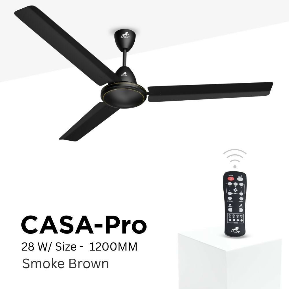 ZADAP CASA-Pro 1200mm BLDC Ceiling Fan with Remote | 28W Energy Saving | High Speed 390 RPM (Smoke Brown) - Image 3