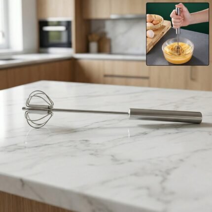 Stainless Steel Hand Push Rotary Whisk (1 Pc, 29 Cm)