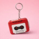 Retro Cassette Tape Sound Keychain Toy with Click Button - Image 2