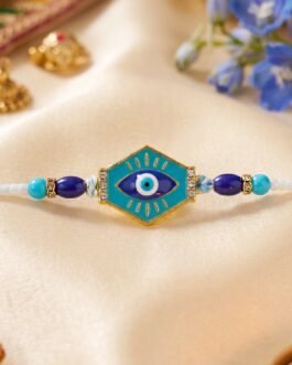 Turquoise Evil Eye Hexagon Designer Rakhi
