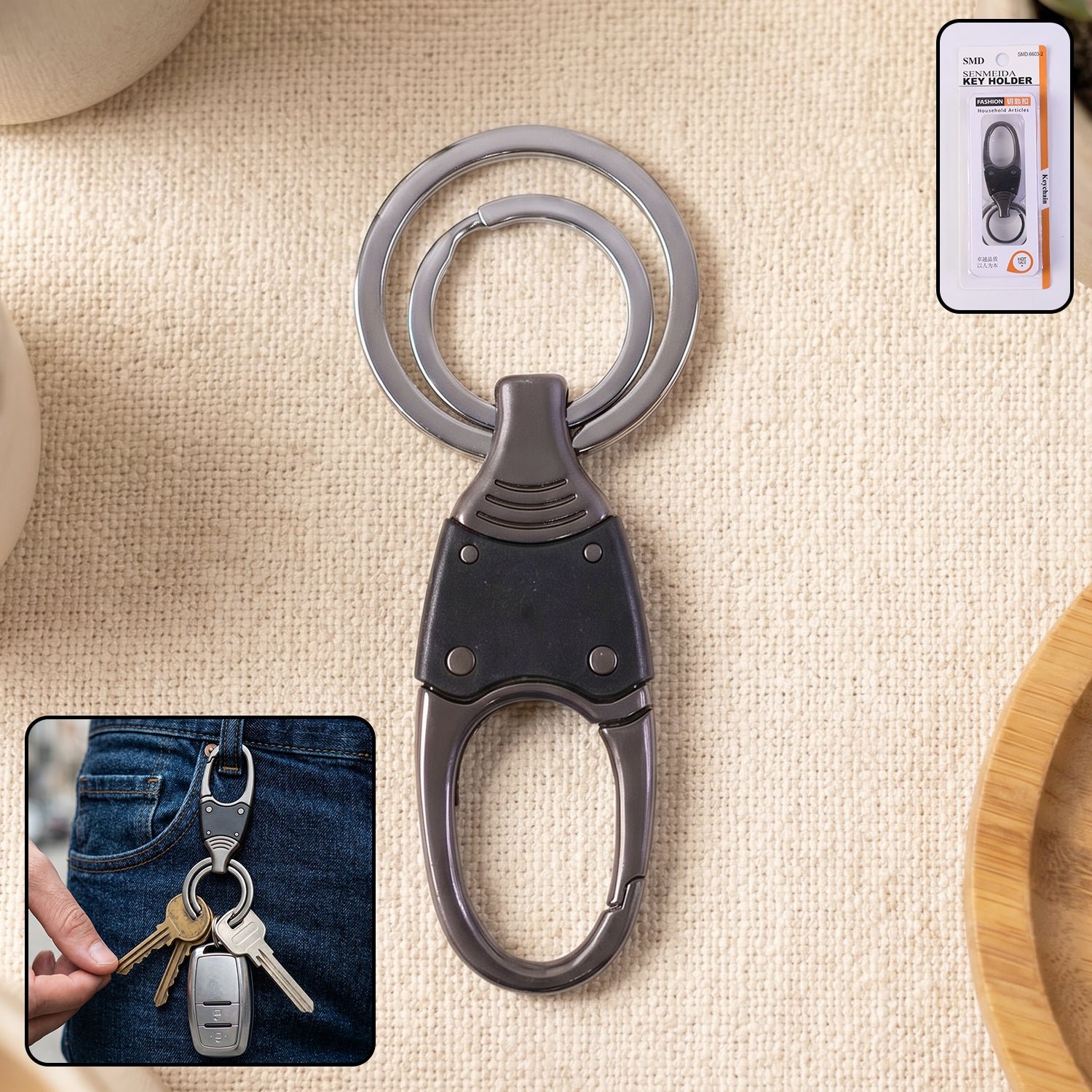 Metal-Double-Ring-Hook-1.jpg Premium Dual Ring Metal Key Holder with Rotating Swivel (1 Pc) - Image 1
