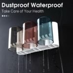 Self Adhesive Toothbrush Holder 3 Cup Set Wall Mounted Bathroom Organizer Storage - Image 2