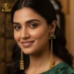 Kashmiri Gold Plated Floral Long Latkan Earrings for Women - Image 2