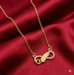 Gold Infinity Leaf Necklace with AD Accents Dainty Nature-Inspired Pendant for Women Daily Use