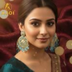 Turquoise Blue Floral Earrings - Image 2