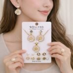 Premium Gold Plated Leaf Pearl Drop Earrings for Women & Girls (Combo set of 6)