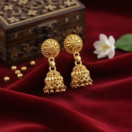 Gold Plated Traditional Jhumka Earrings for Women