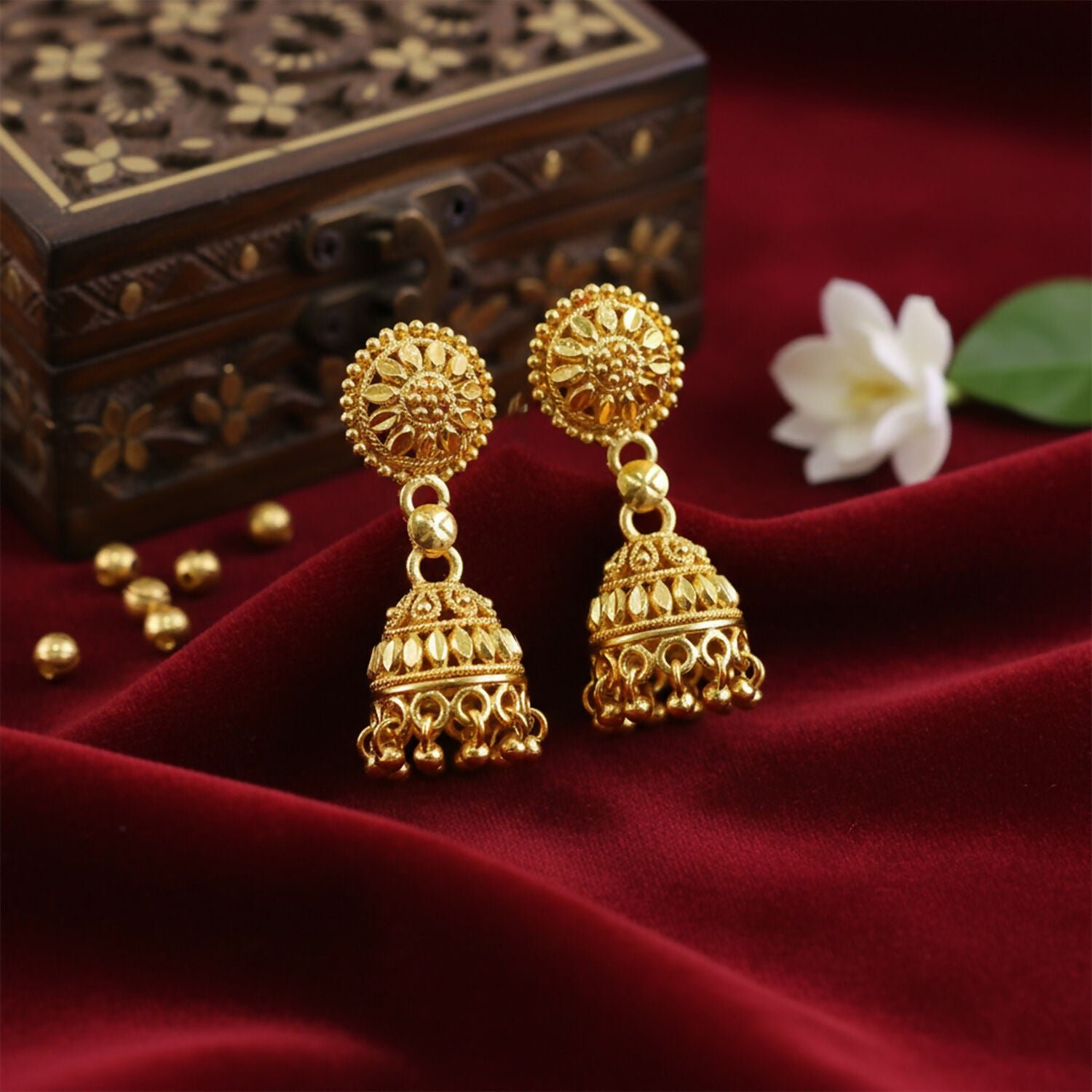 OCoEe2i4C1.jpg Gold Plated Traditional Jhumka Earrings for Women - Image 1
