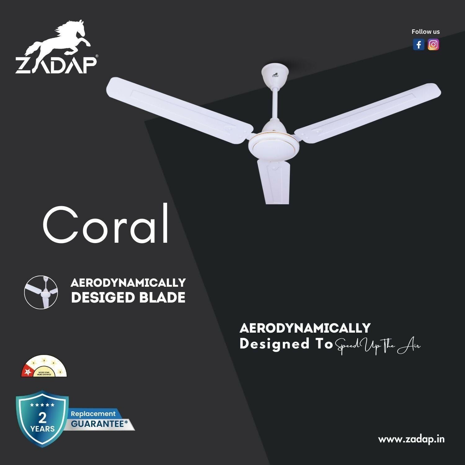 Zadap 1200mm 52W High Speed Ceiling Fan(White) - Image 6