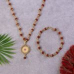 Rudraksha Gold Necklace & Bracelet Set with Designer Pendant