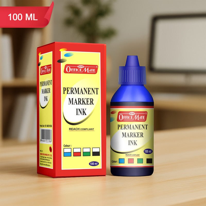Permanent-Marker-Ink-01_afe01e2d-b290-4ea7-af42-e4725f748ac3.jpg Officemate Permanent Marker Ink 100ml – Quick Dry, Bright, Long-Lasting Refill Ink - Image 1