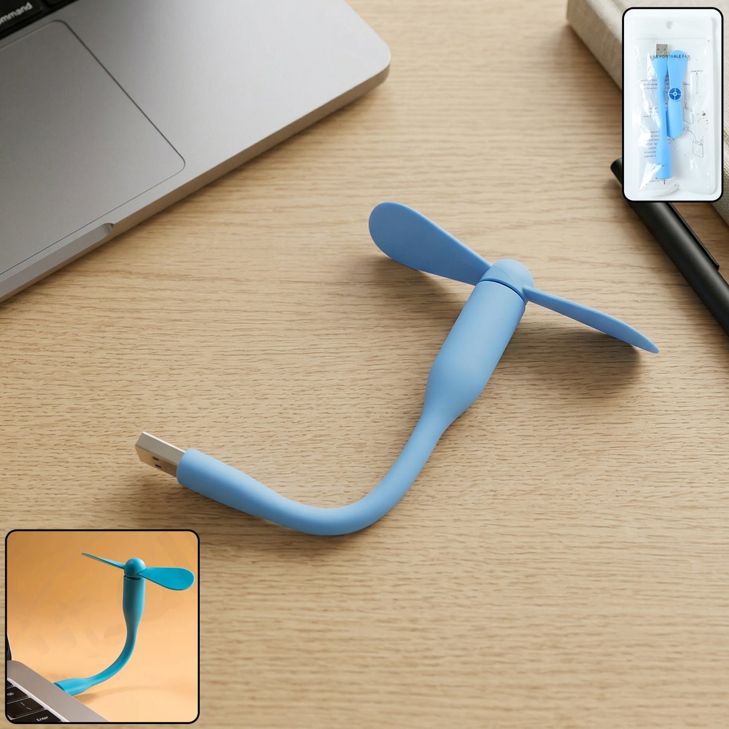 PoweredMiniFan-WOSKU-01.jpg Portable USB Mini Flexible Fan – Compact, Adjustable Cooling Solution - Image 1