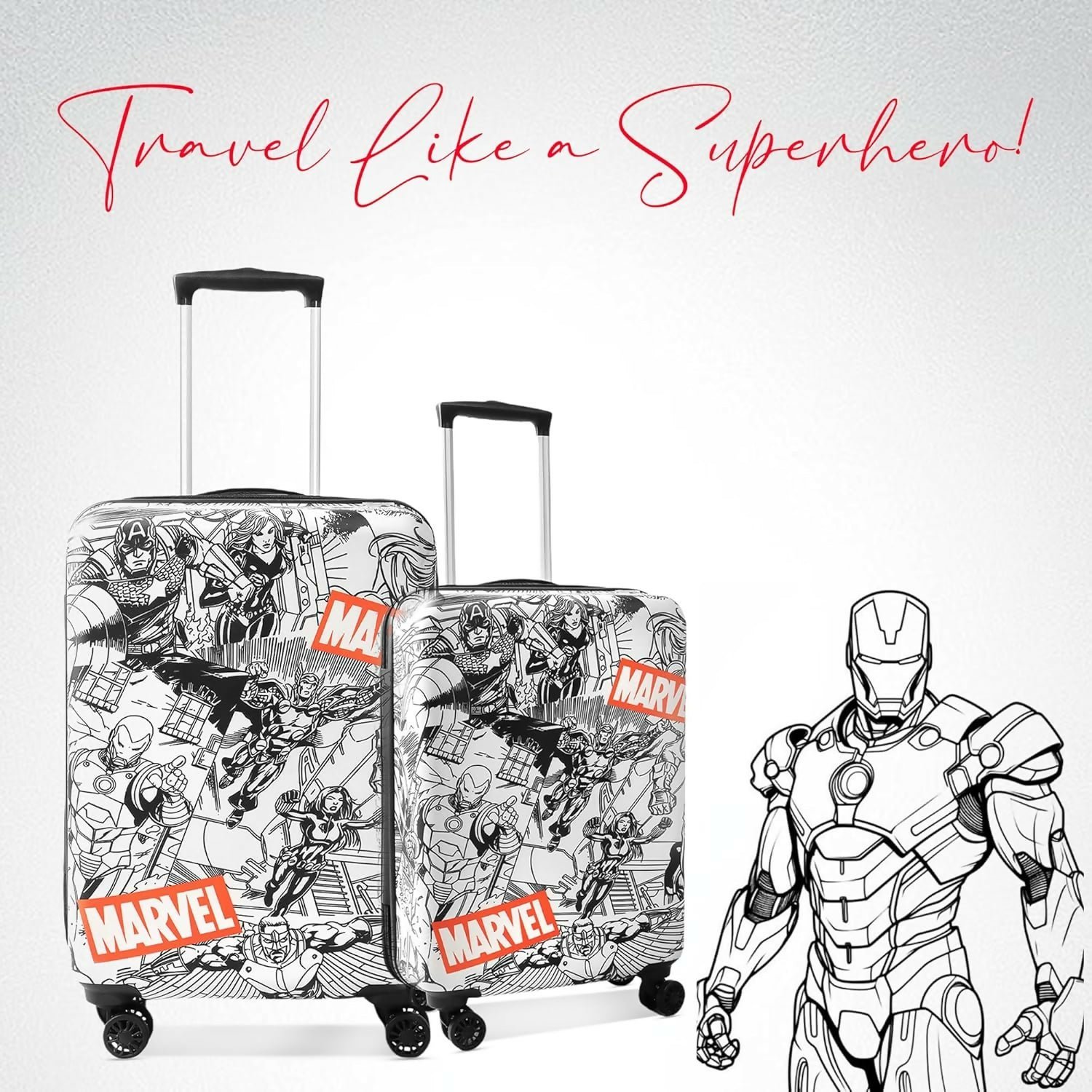 Novex Marvel Avenger Kids Trolley Bags for Travel Polycarbonate Luggage /Suitcase with 4 Wheel (Black,22 Inch) - Image 2
